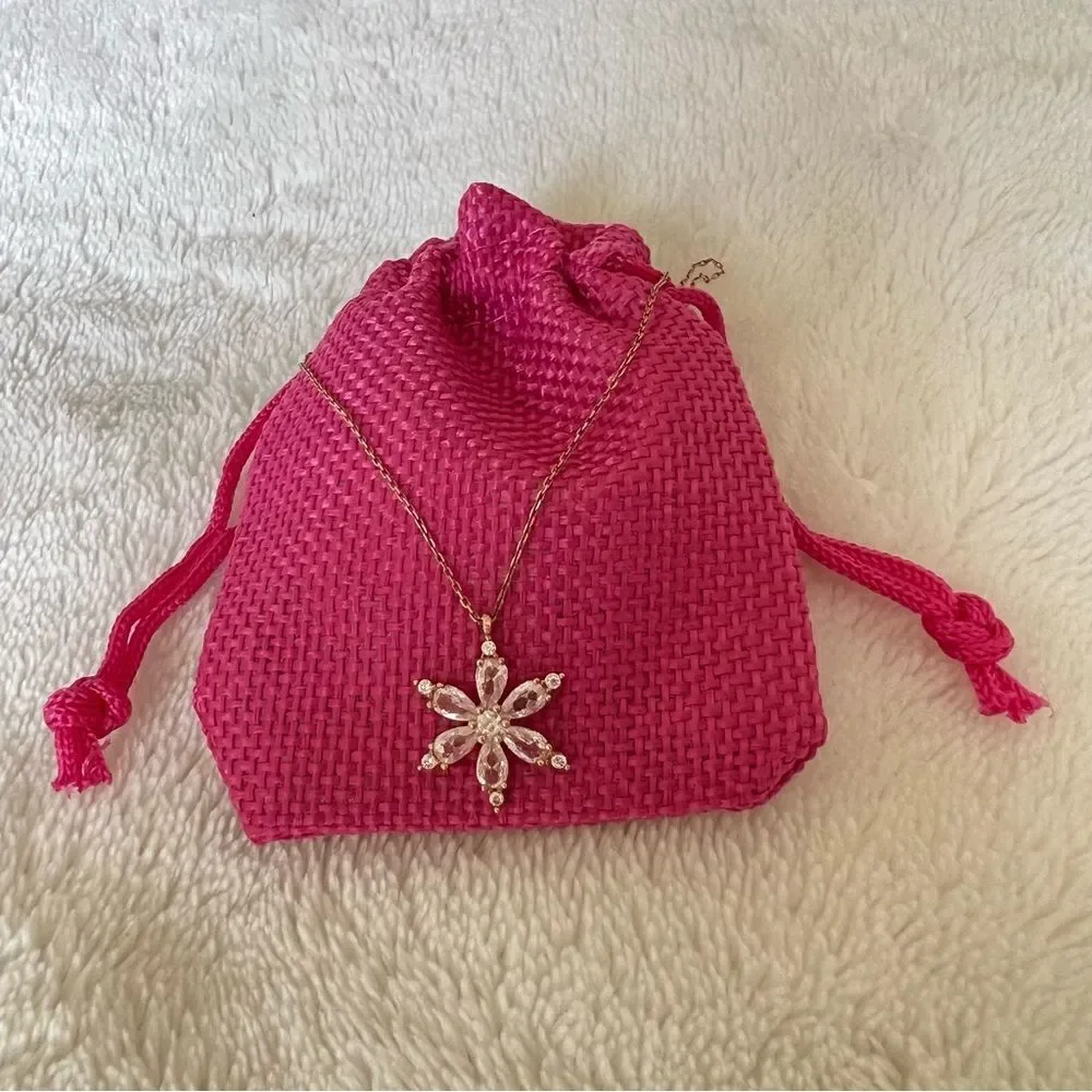 925 Silver Rose Plated Lotus Flower Necklace NEW - Picture 4 of 7